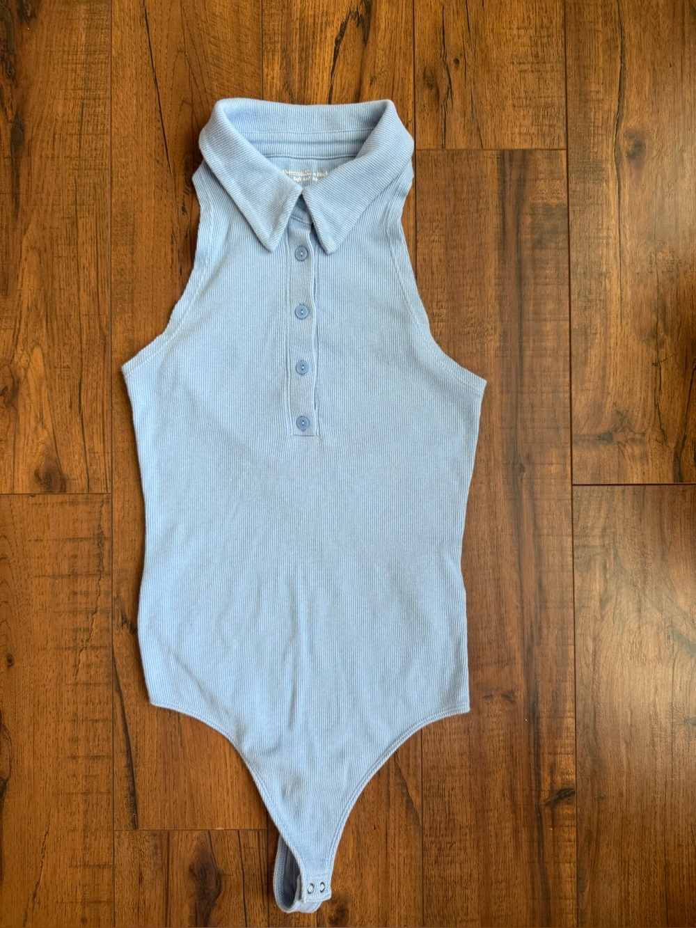 Abercrombie and Fitch Light Blue Polo-Style One Piece Bodysuit